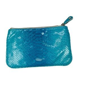 Catherine Rapetti Blue Leather Snakeskin Makeup Bag
